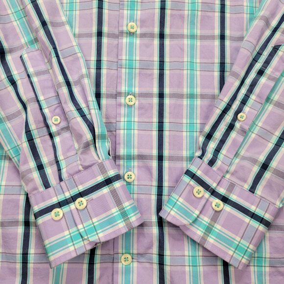 Peter Millar Shirt Mens Medium Purple Plaid Button Down Long Sleeve Preppy - Picture 4 of 8